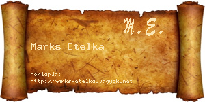 Marks Etelka névjegykártya